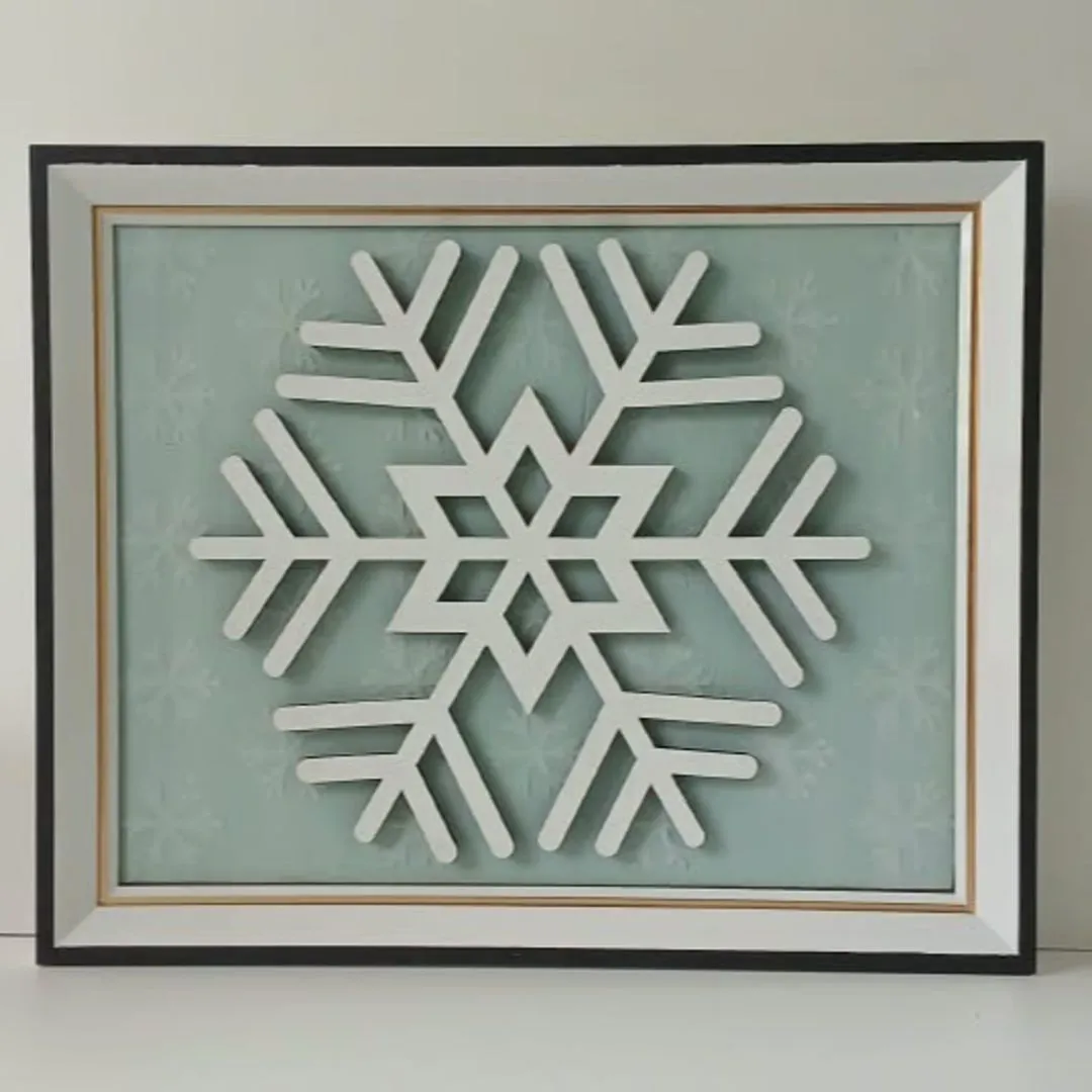 Quadro Decorativo Floco de Neve - Natal - artesanato de Flor Seca Casa e Ambiente