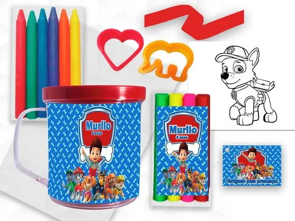 Caneca com Giz e Massinha Patrulha Canina Personalizada - artesanato feito à mão por creativitybynina