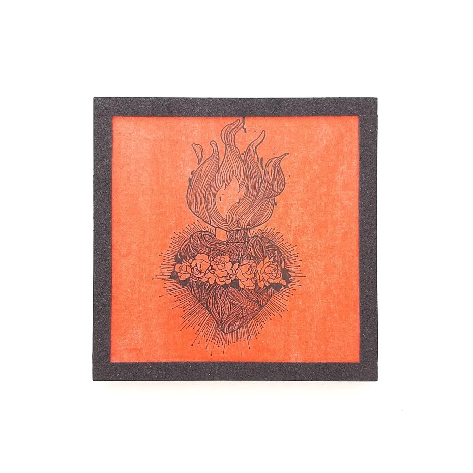 Quadro Coração em Chamas - artesanato de Estudio Bananeira