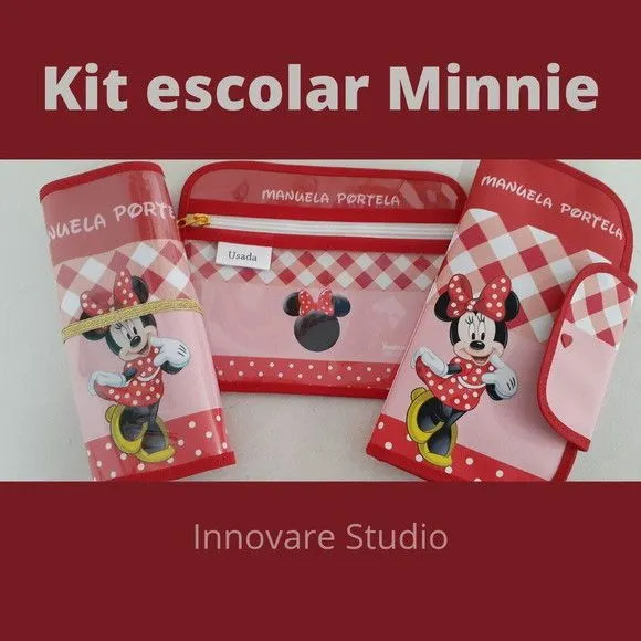 Kit escolar Minnie - feito à mão por Innovare Studio