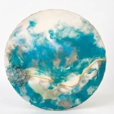 Tábua De Servir Frios Resinada Mar Efeito - artesanato feito à mão por Eixo Artesanía Design