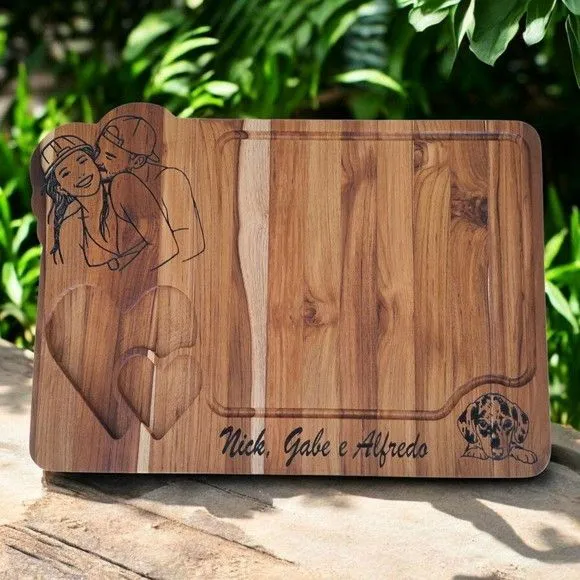 Tábua de Corte Personalizada em Madeira Teca Presente Grande - foto 3