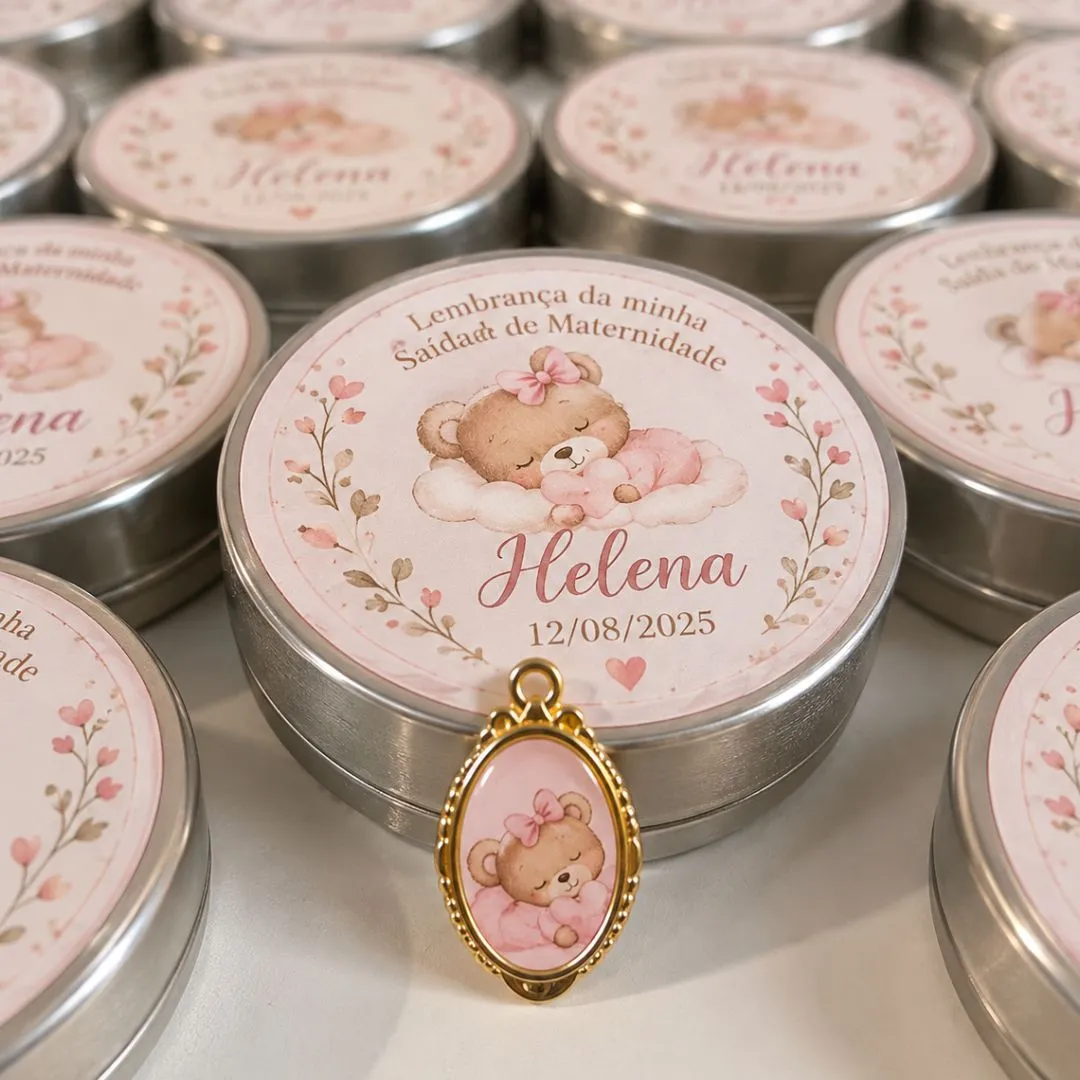Mini Vela Aromática na Latinha Personalizada - Lembrancinha Batizado e Maternidade - foto 3