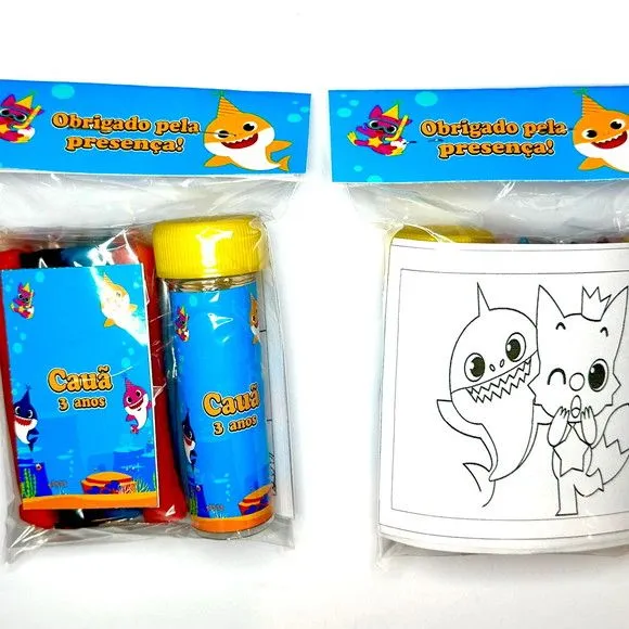 Kit Massinha + Giz + Bolha Baby Shark Personalizado - foto 2