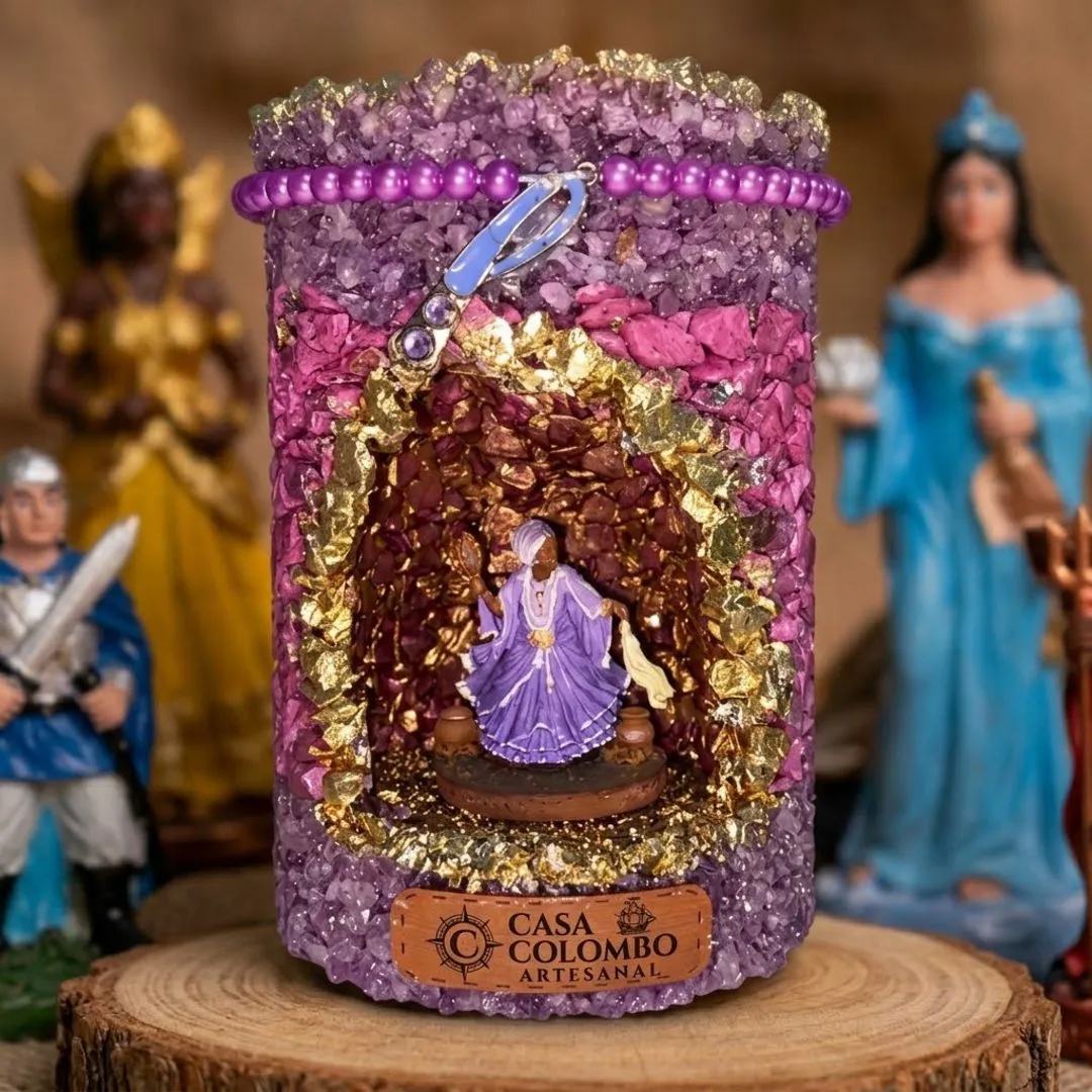 Gruta Sagrada Orixá Artesanal com LED e Castiçal 16cm - Totalmente Personalizável - foto 3