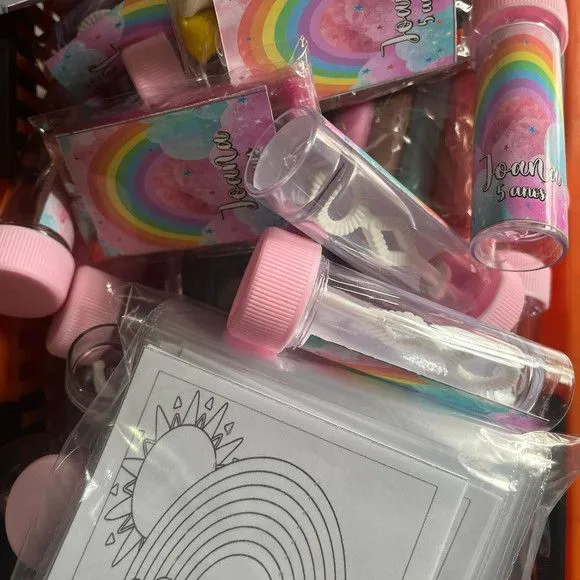 Kit Massinha + Giz + Bolha Arco Iris Personalizado - feito à mão por Mi Papelaria Criativa