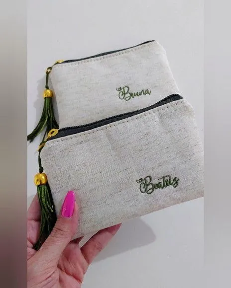 Necessaire Personalizada - Linho - artesanato feito à mão por Innovare Studio