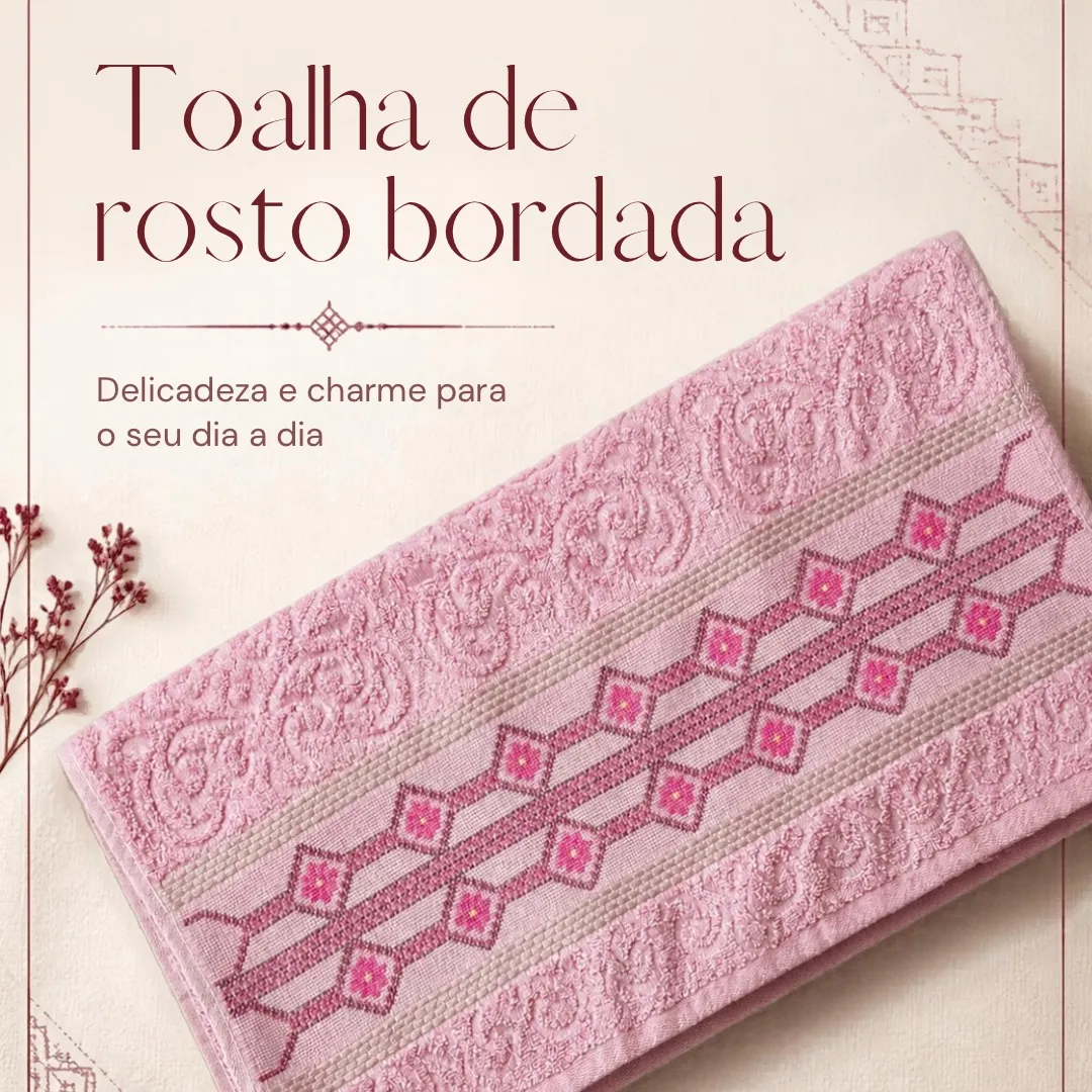 Toalha de rosto bordada - 1 - artesanato de Djulik