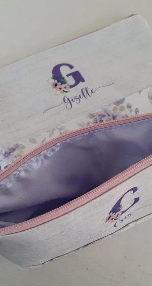 Necessaire G personalizada - Lilás - artesanato feito à mão por Innovare Studio