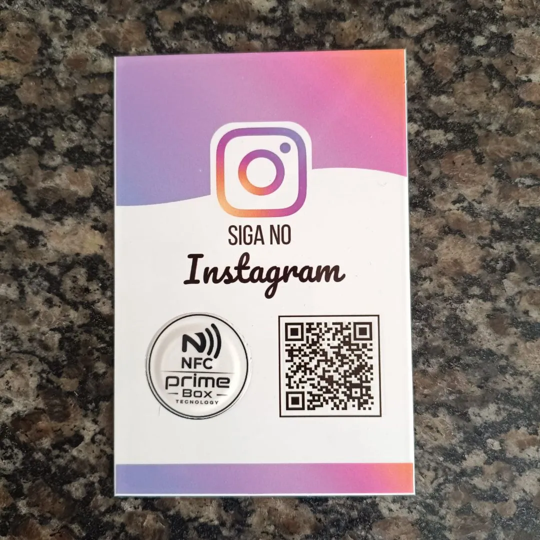 Placa Metalica -  Nfc + Qr Code Instagram 10x10cm - artesanato de PrimeBox