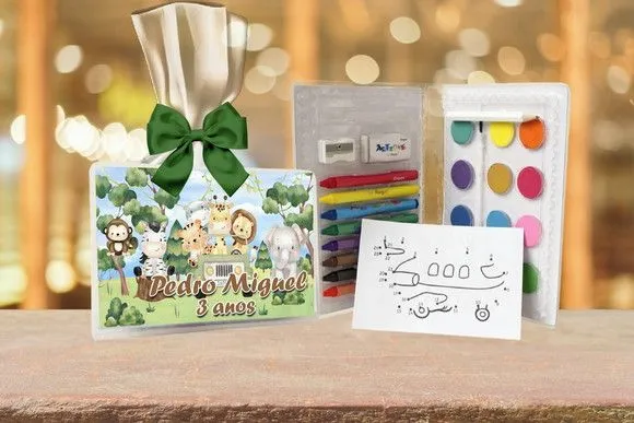 Estojo de Pintura Safari Personalizado - feito à mão por Artmanha Lembrancinhas
