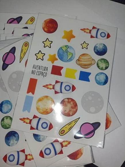 Cartela de Adesivos Lembrancinha Astronauta Planetas - foto 2