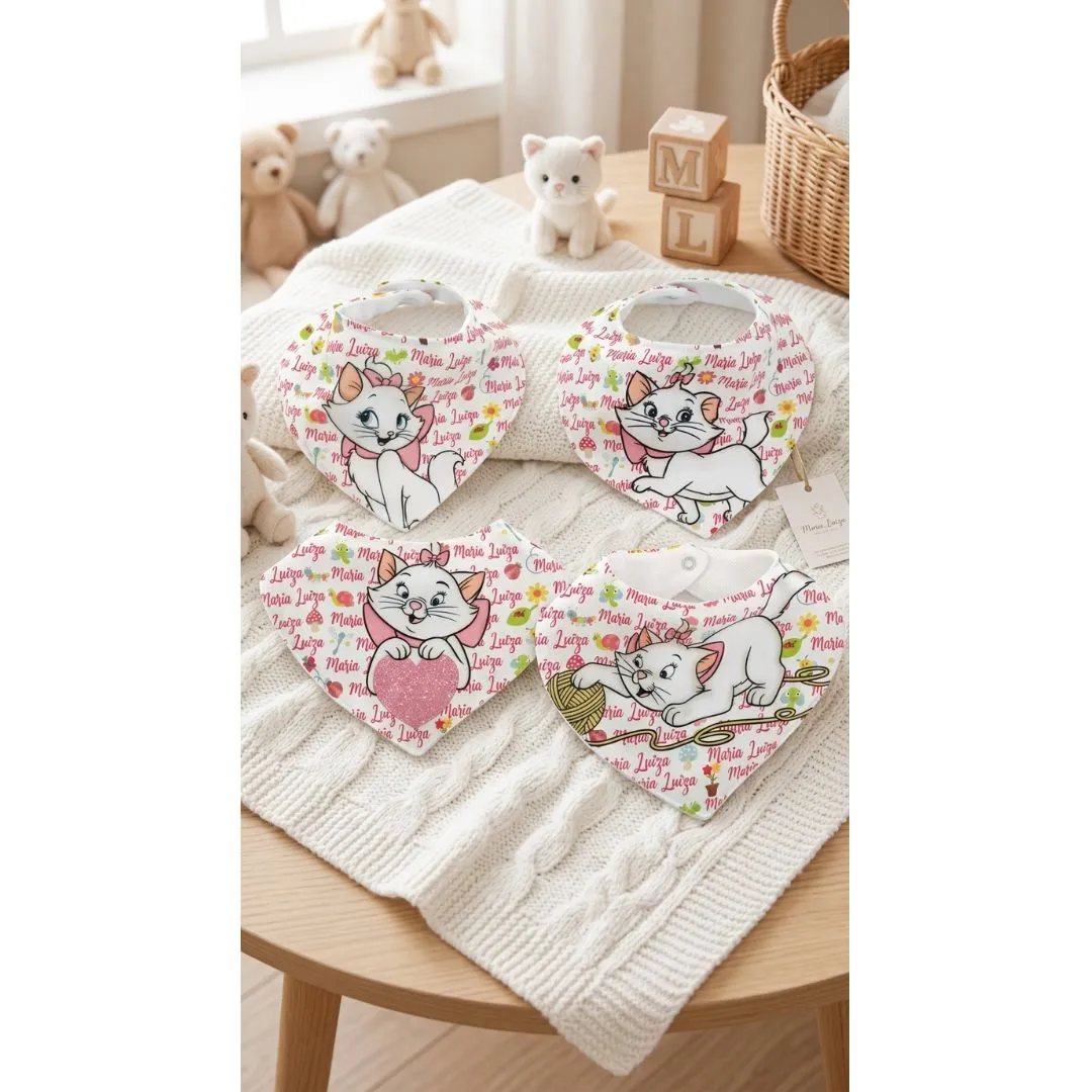Kit 4 Babadores de Bebê Personalizados | Tema Gatinha Fofa - foto 2