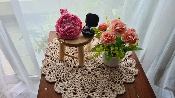 Case em Crochê para Fone de Ouvidos Rosa - foto 2