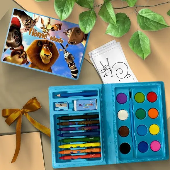 Estojo de Pintura - Madagascar Personalizado - artesanato feito à mão por Mi Papelaria Criativa