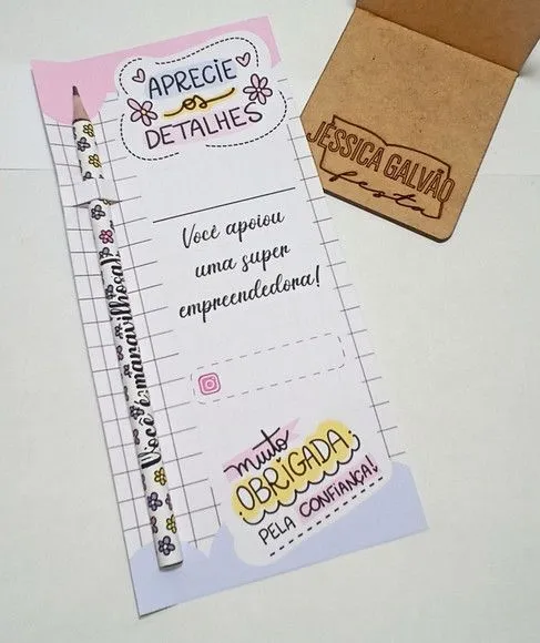 Lembrancinha Empreendedora Cartão com Lápis Personalizado