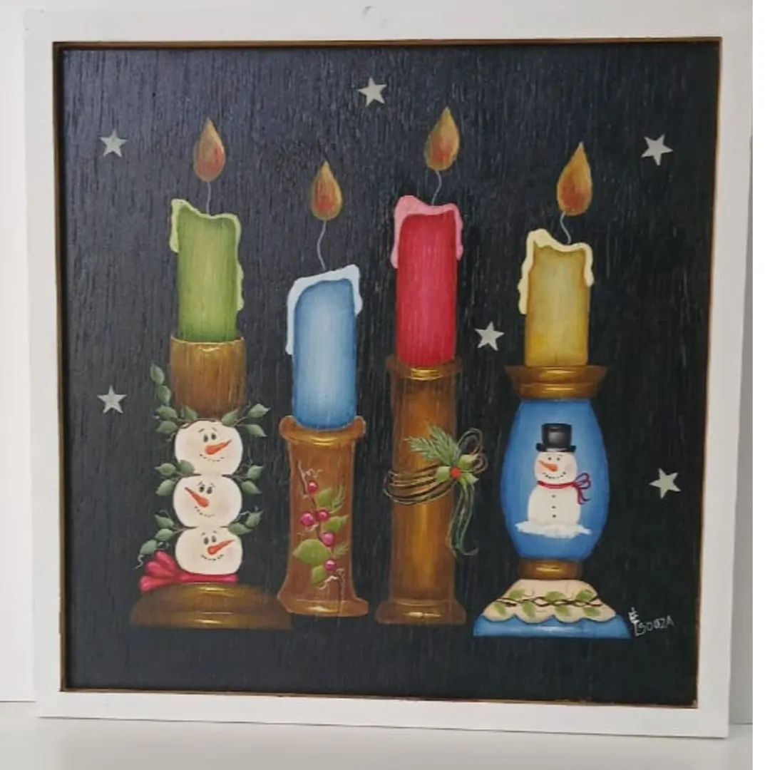 Quadro decorativo Festival das Velas de Natal - artesanato de Flor Seca Casa e Ambiente