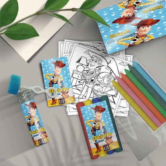 Kit Massinha + Giz + Bolha - Toy Story Personalizado - feito à mão por Mi Papelaria Criativa