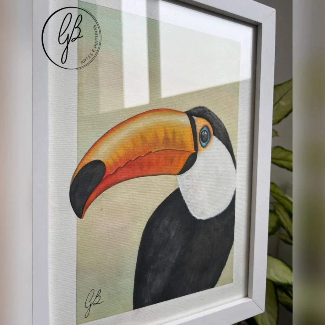 Pintura Original em Aquarela - Tucano Tucanuçu | Arte para Decoração | Série Pintando Brasilidades - foto 4