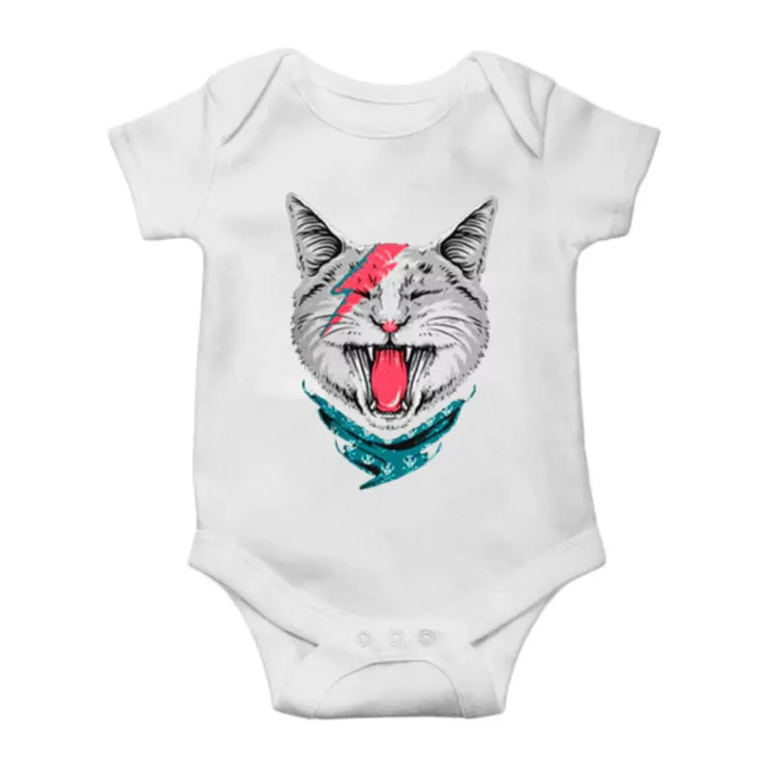 Body bebê David Bowie, estampa bowie cat, 100% algodão - foto 2
