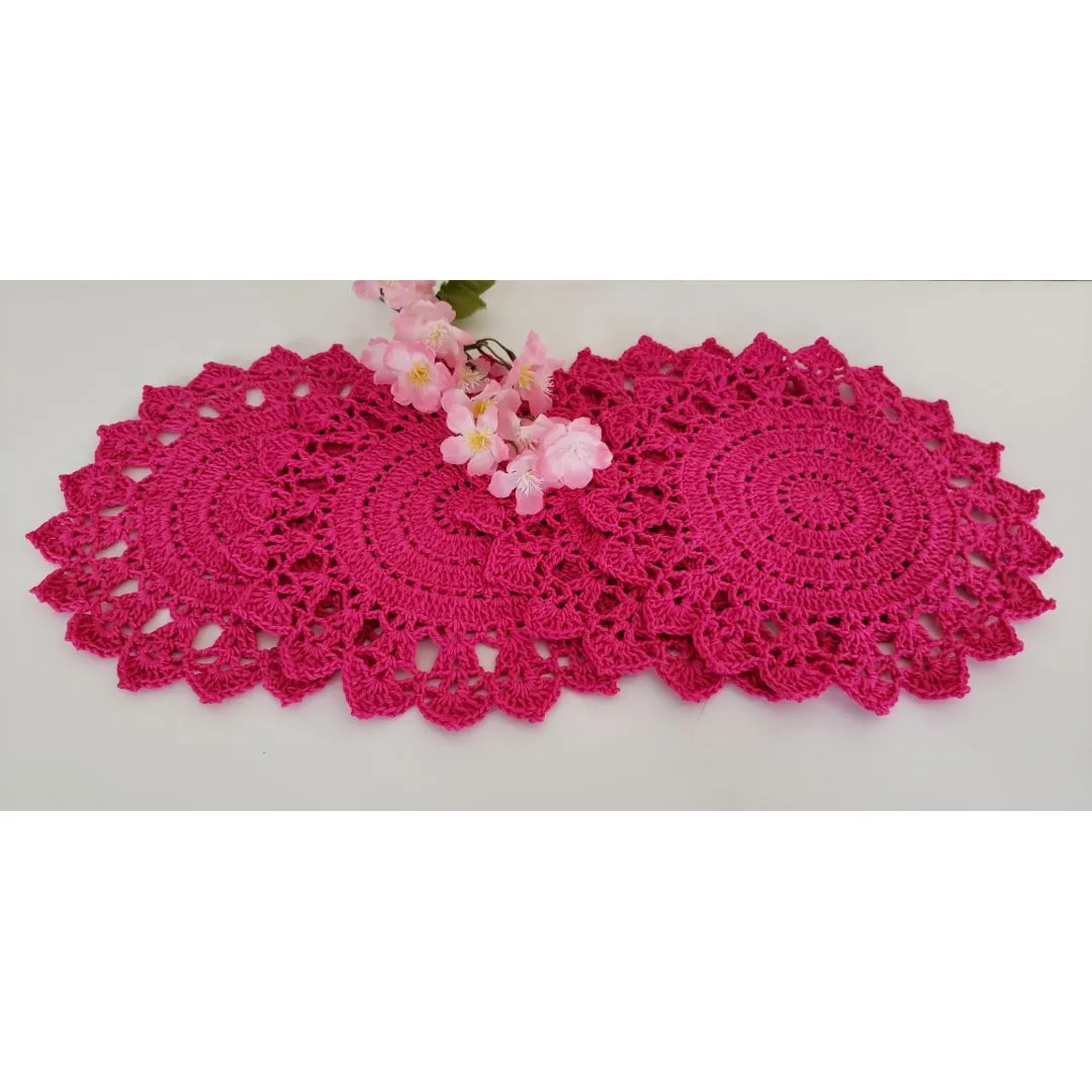 Jogo de 4 Toalhinhas em Crochê Pink (20 cm) - foto 3