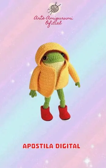 Receita Sapo Capa de Chuva Amigurumi - feito à mão por Arte Amigurumi Oficial