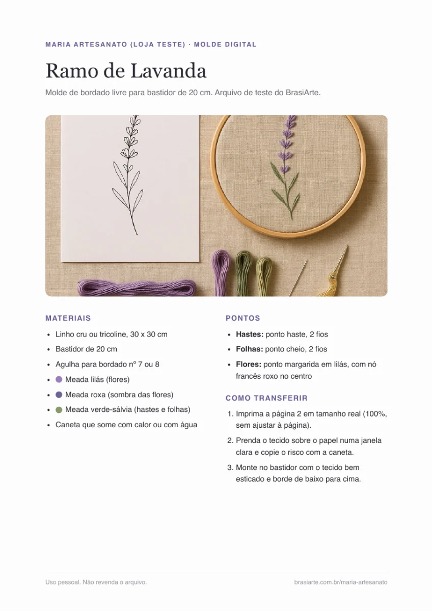 Molde digital de bordado Ramo de Lavanda, PDF (Produto teste) - foto 4