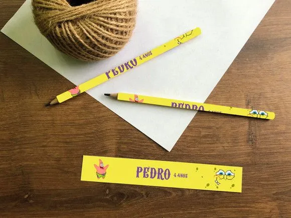 Lápis Bob Esponjaa Personalizado - feito à mão por Mi Papelaria Criativa
