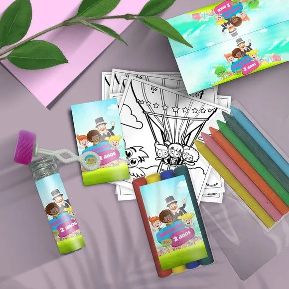 Kit Massinha + Giz + Bolha - Mundo Bita Personalizado - artesanato feito à mão por Mi Papelaria Criativa