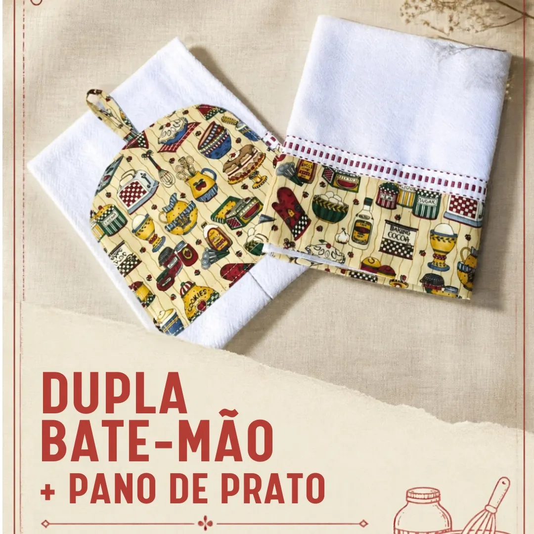 Kit 2 peças - Pano de prato e bate mão 6 - artesanato de Djulik