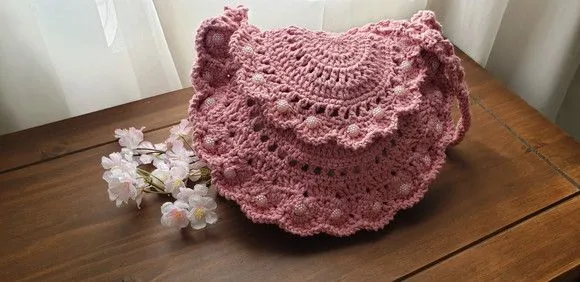Bolsa de Crochê em Estilo Boho "chic" Quartzo Rosa - foto 4