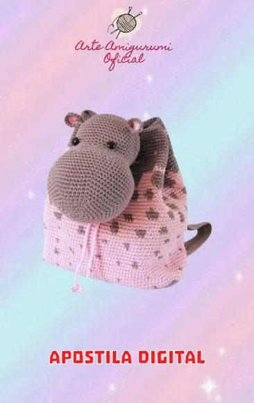 Receita Mochila Hipopótamo -amigurumi - feito à mão por Arte Amigurumi Oficial