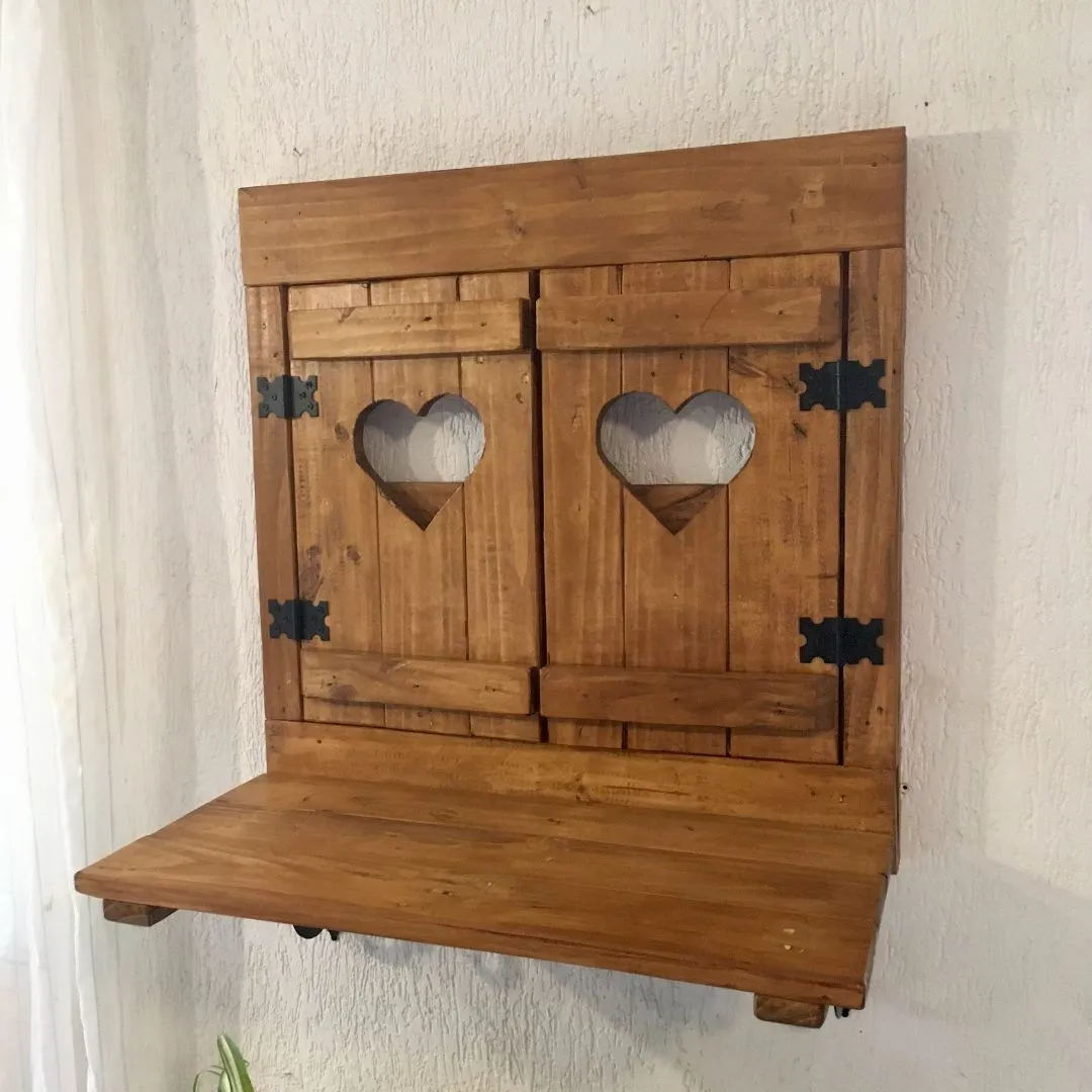 🪟 Janela Decorativa Rústica com Prateleira e Corações - foto 5