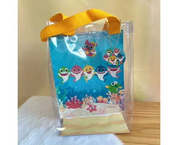 Sacola Transparente Baby Shark Personalizado - artesanato feito à mão por Artmanha Lembrancinhas