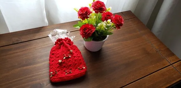 Embalagem para Presente ou Lembrancinha em Crochê Vermelho - foto 2