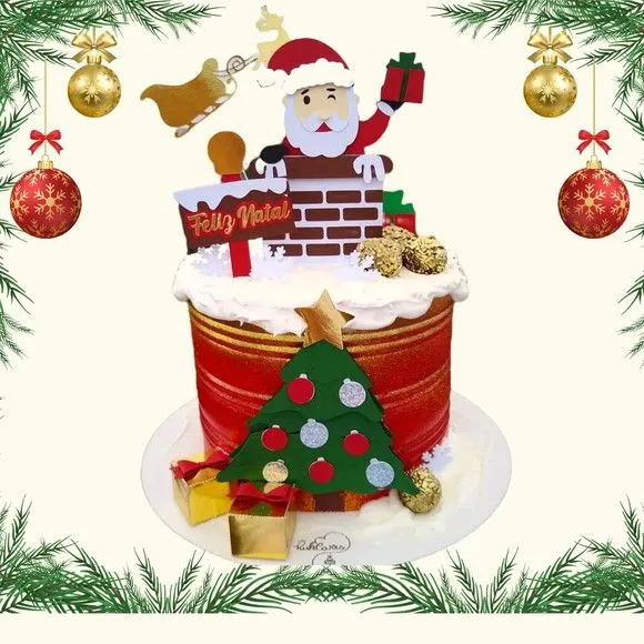 Topo de Bolo Natal Papai Noel