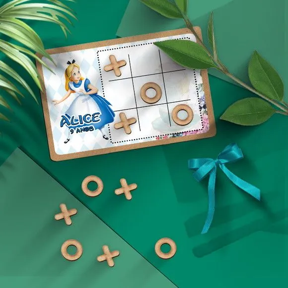 Jogo da Velha - Alice no País das Maravilhas Personalizado - artesanato feito à mão por Mi Papelaria Criativa