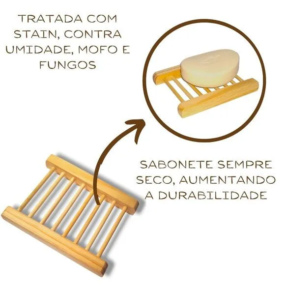 Kit 10 Saboneteira Ecológica Madeira Natural de Bambu - foto 2
