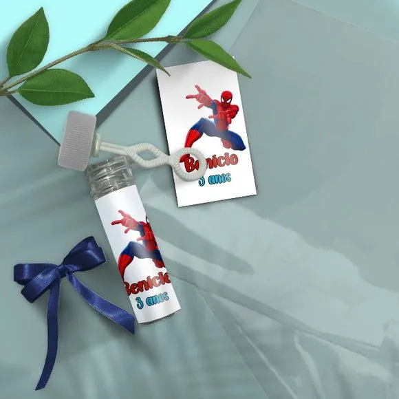 Bolha de Sabão - Homem Aranha Personalizado - artesanato feito à mão por Mi Papelaria Criativa