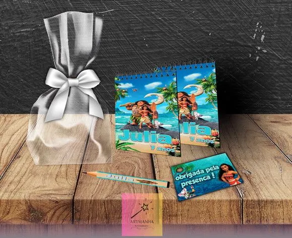 Bloquinho Moana Personalizado - feito à mão por Artmanha Lembrancinhas