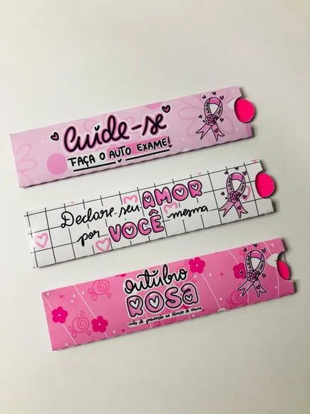 Mini Lixa Personalizada Outubro Rosa - artesanato de Fina Essência Papelaria Personalizada