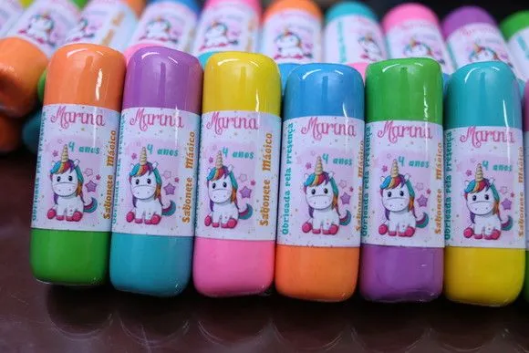 Lembrancinha Sabonete Mágico Massinha Personalizada Unicórnio - foto 2