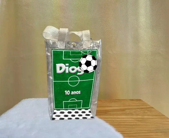 Sacola Transparente Futebol Personalizado - artesanato de Artmanha Lembrancinhas