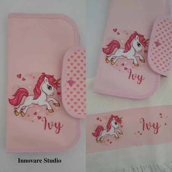 Necessaire para kit higiene com toalha - artesanato feito à mão por Innovare Studio