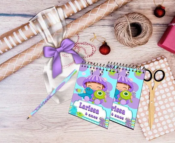 Bloquinho Monstros S.a Baby Personalizado - feito à mão por Artmanha Lembrancinhas