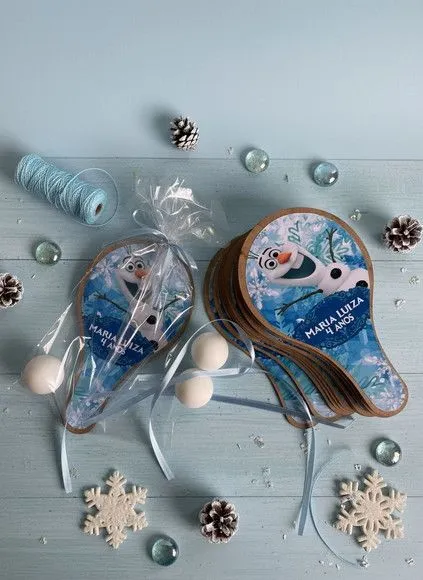 Raquete Ping Pong - Olaf Personalizado - feito à mão por Mi Papelaria Criativa