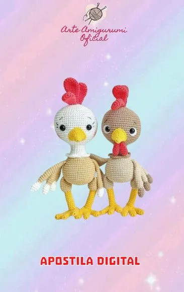 Receita Galinha e Galo Amigurumi - artesanato feito à mão por Arte Amigurumi Oficial