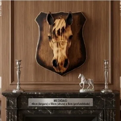 Cabeça de cavalo 3D decoracao chacara madeira casa haras churrasqueira churrascaria gourmet rustico - foto 2