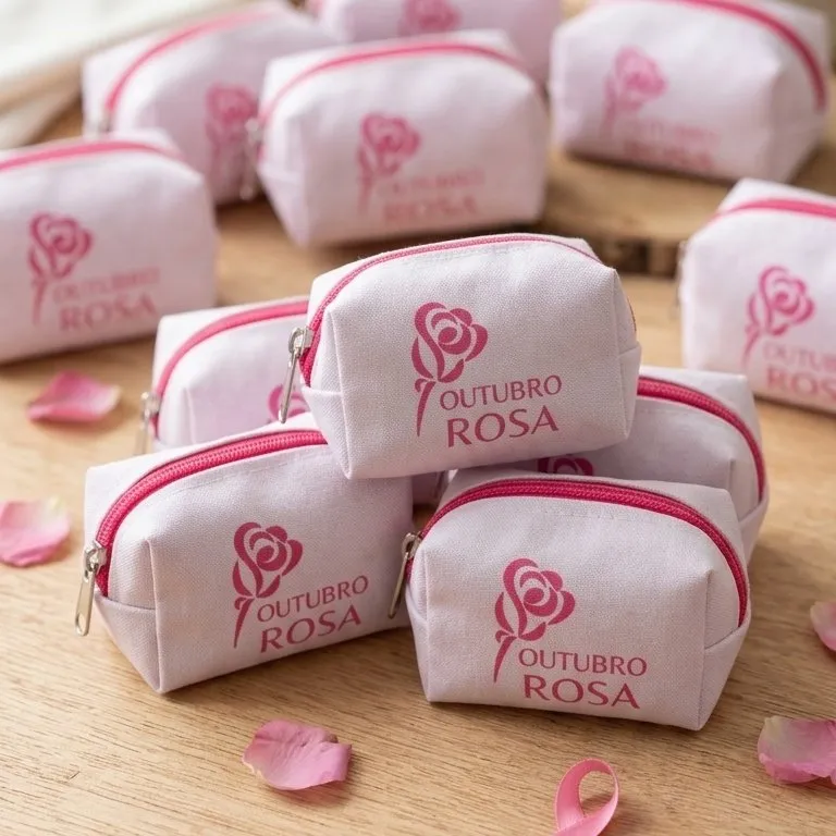 Mini Necessaire Outubro Rosa Personalizada | Brindes - foto 4