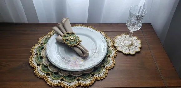 Kit Sousplat em Crochê Luxo Turco 02 Pessoas - foto 4